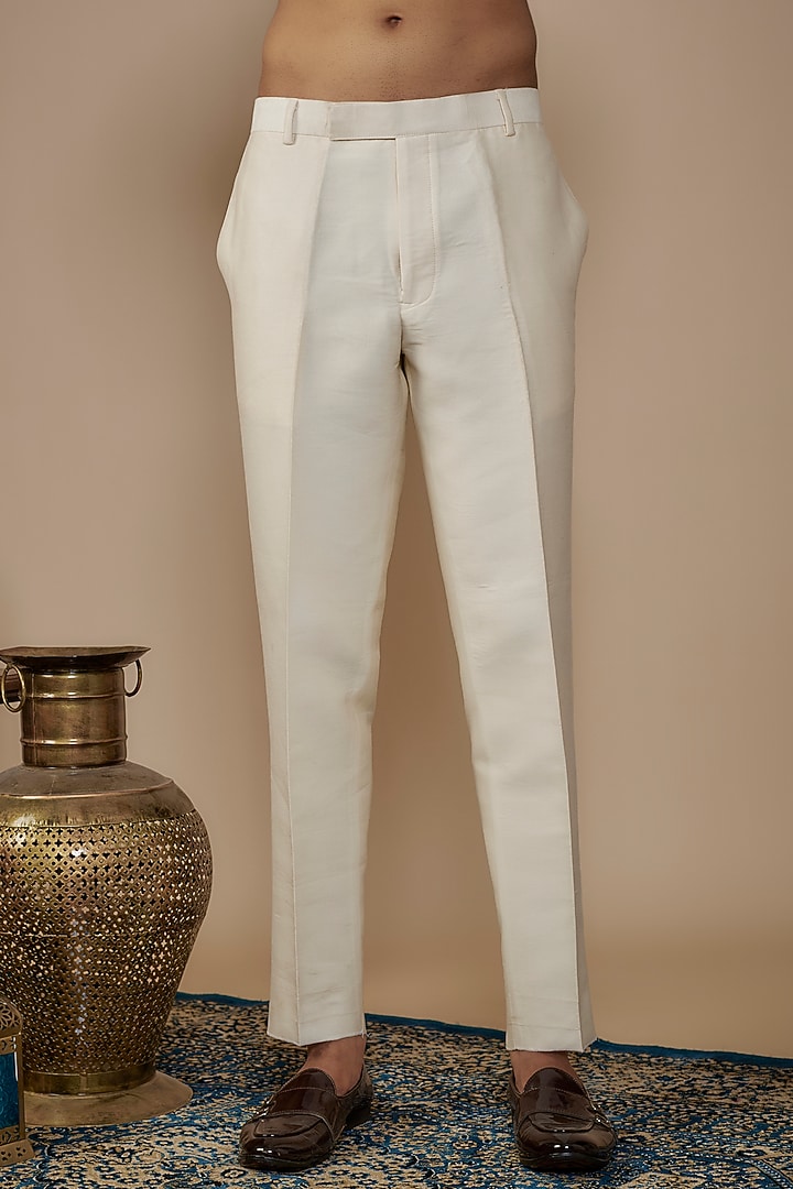 White Jacquard Hand Work Jodhpuri Set by Nero by Shaifali & Satya at Pernia's Pop Up Shop