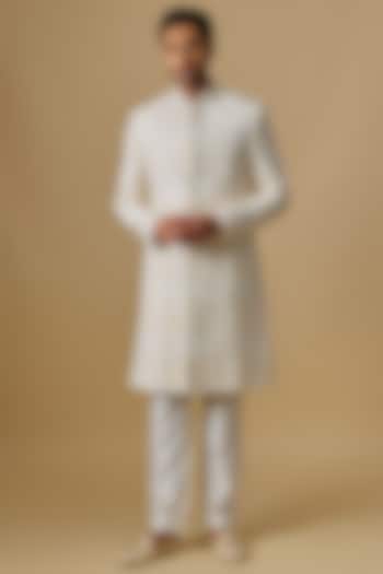 Ivory Lucknowi Handwork Sherwani Set by Nero By Shaifali & Satya