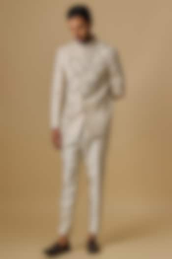 Beige Linen Zardosi Handwork Jodhpuri Set by Nero By Shaifali & Satya
