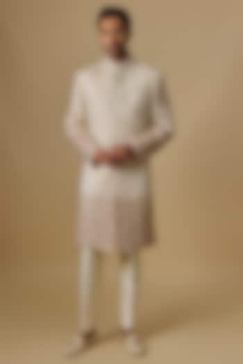 Beige Lucknowi Zardosi Handwork Sherwani Set by Nero By Shaifali & Satya
