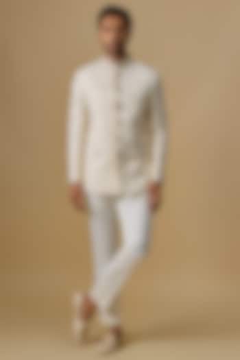 Ivory Silk Hand Embroidered Jodhpuri Set by Nero By Shaifali & Satya