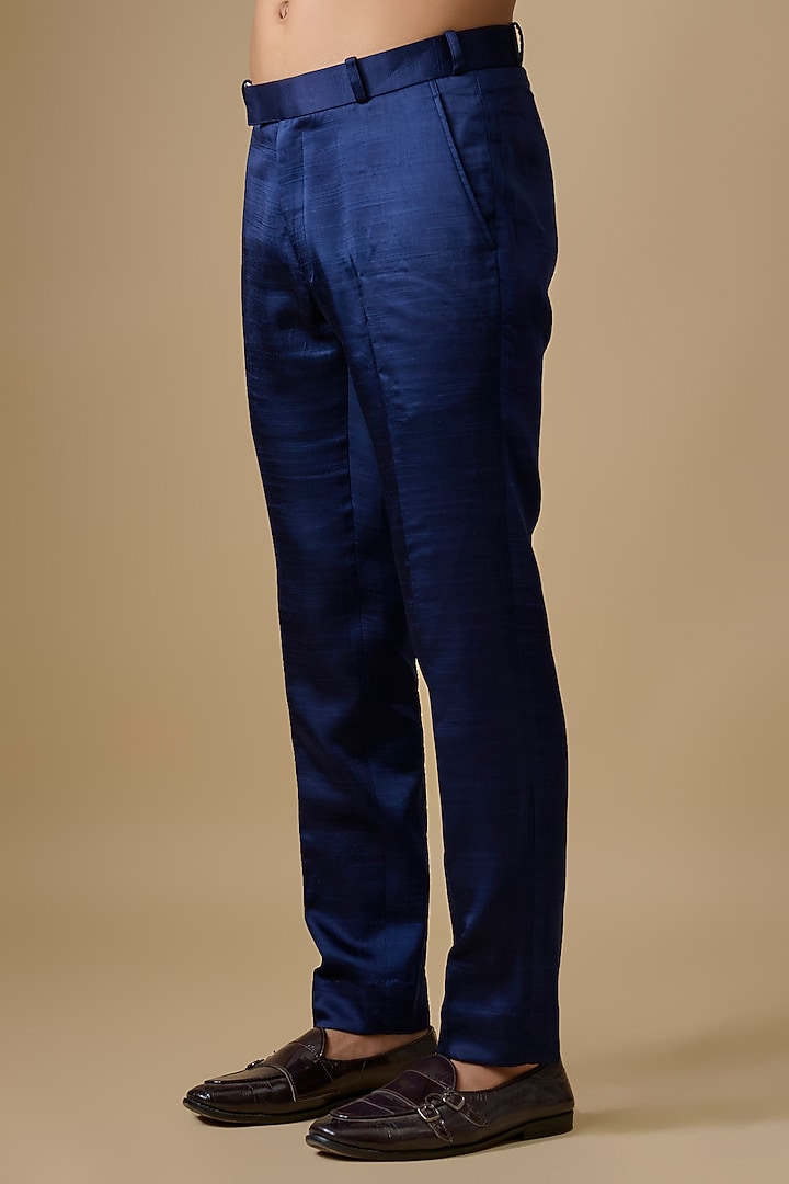 Dark Blue Silk Wedding Indowestern Set by Nero by Shaifali & Satya at Pernia's Pop Up Shop