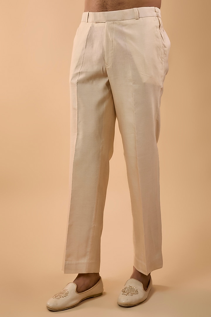 Beige Chanderi Hand Work Groom Sherwani Set by Nero by Shaifali & Satya at Pernia's Pop Up Shop