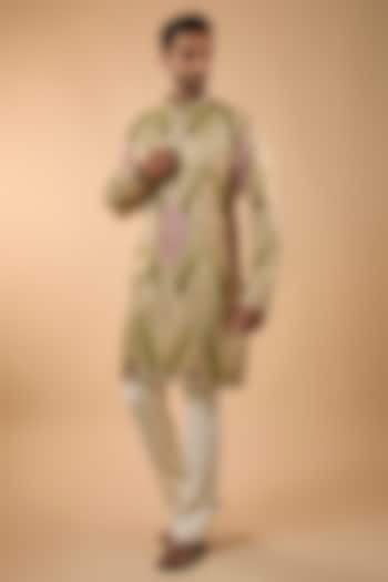 Light Green Silk Gota Patti Work Kurta Set by Nero by Shaifali & Satya at Pernia's Pop Up Shop