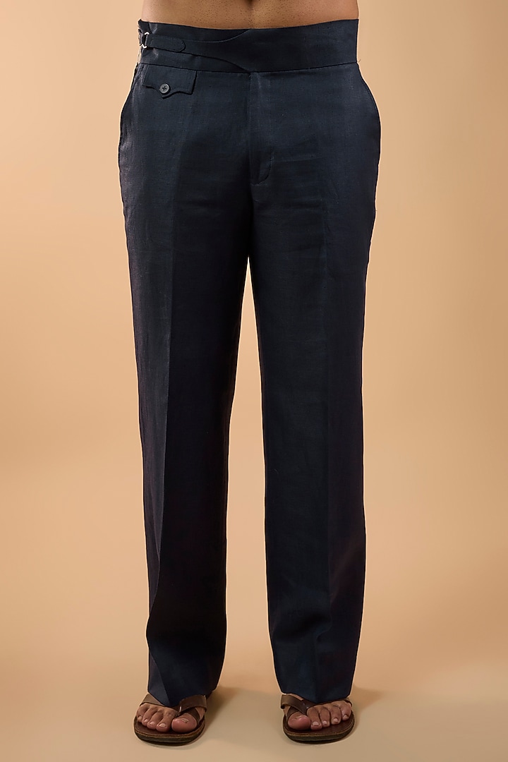 Navy Blue Linen Co-Ord Set by Nero by Shaifali & Satya at Pernia's Pop Up Shop