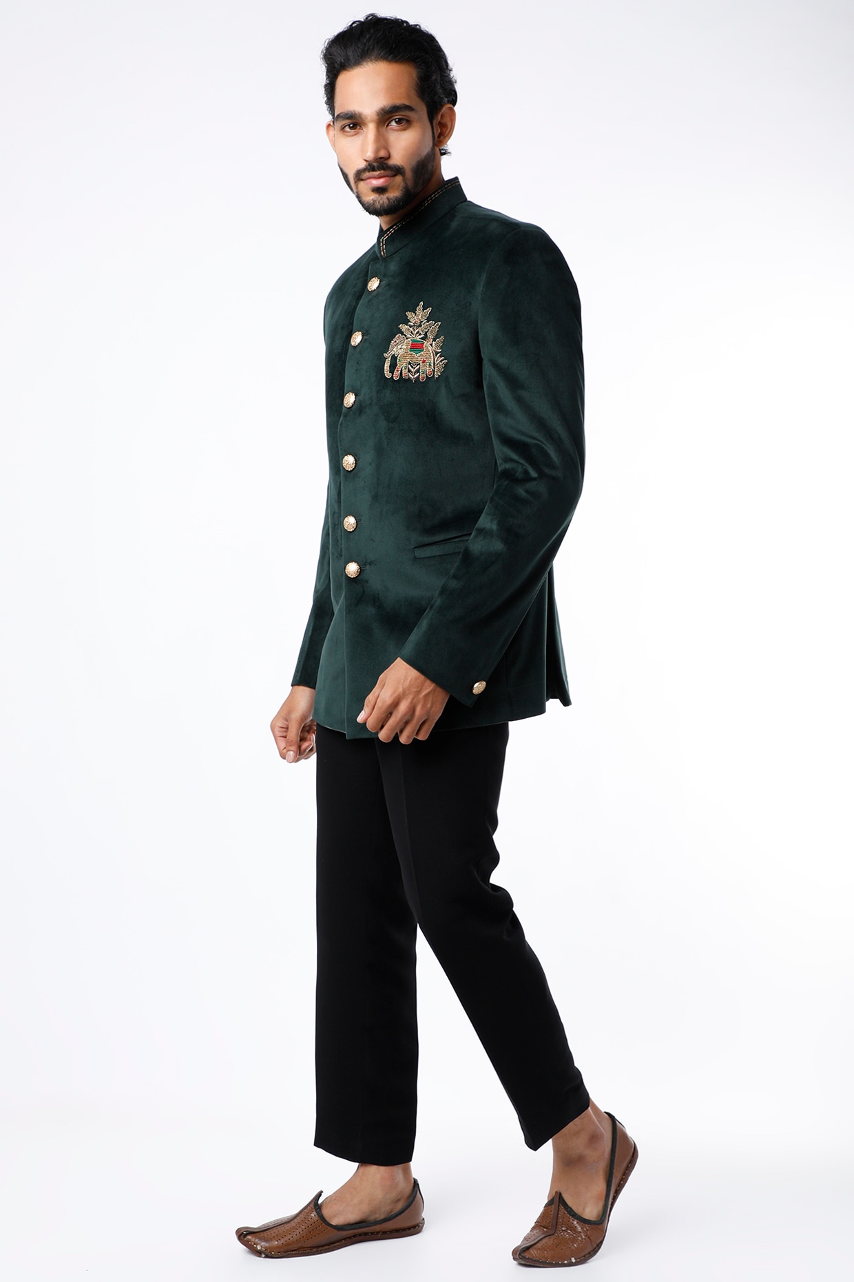 Buy Bottle Green Art Silk Jodhpuri Suit MSTV02407