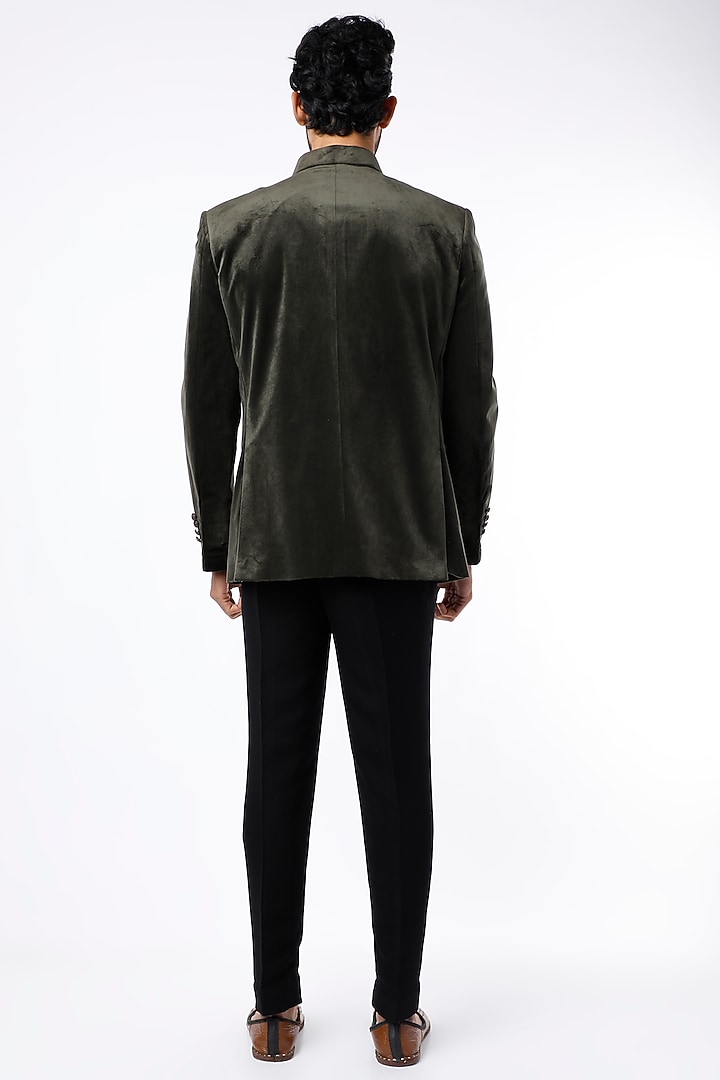 Dusty Olive Jodhpuri Wedding Bandhgala Jacket Set by Nero by Shaifali & Satya at Pernia's Pop Up Shop