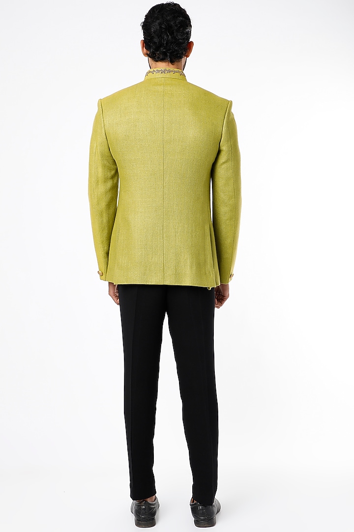 Sunny Green Jodhpuri Wedding Bandhgala Jacket Set by Nero by Shaifali & Satya at Pernia's Pop Up Shop