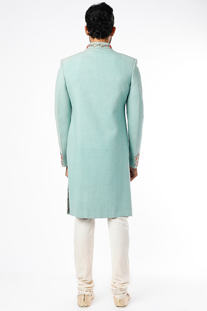 Baby Blue Embroidered Wedding Sherwani Set by Nero by Shaifali & Satya at Pernia's Pop Up Shop
