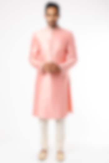 Rose Pink Embroidered Wedding Sherwani Set by Nero by Shaifali & Satya at Pernia's Pop Up Shop