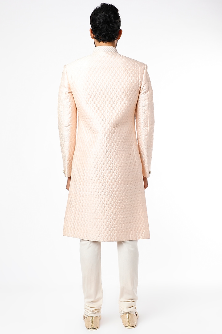 Cream Raw Silk Wedding Sherwani Set by Nero by Shaifali & Satya at Pernia's Pop Up Shop