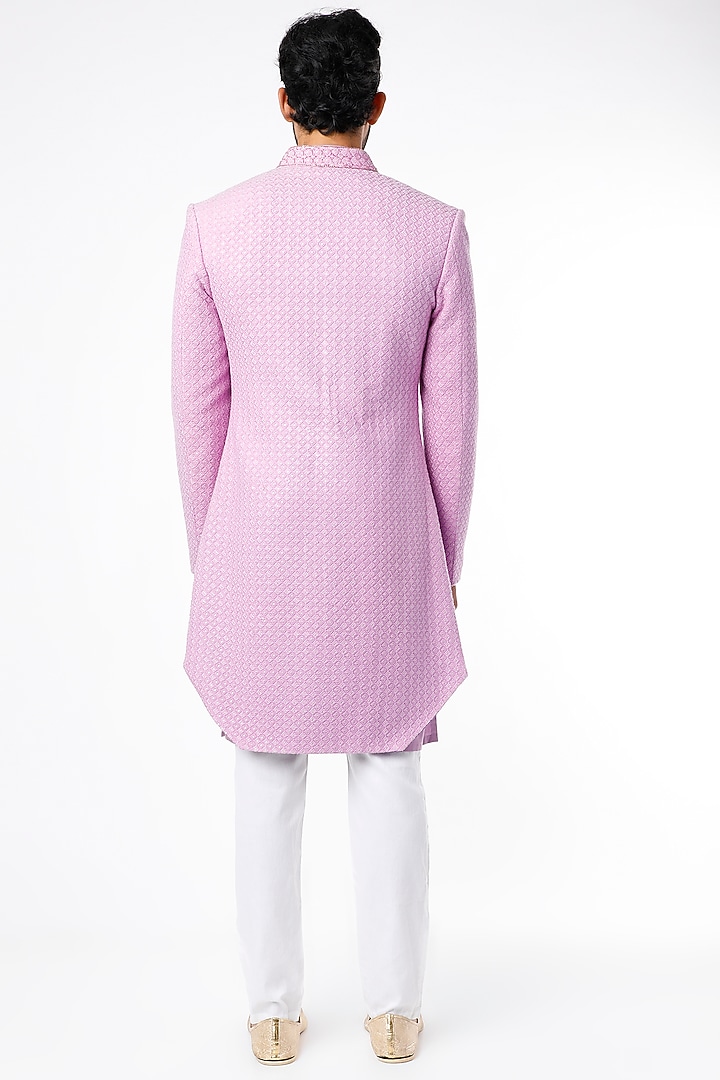 Lilac Lucknowi Kurta Set With Wedding Indowestern Jacket by Nero By Shaifali & Satya at Pernia's Pop Up Shop