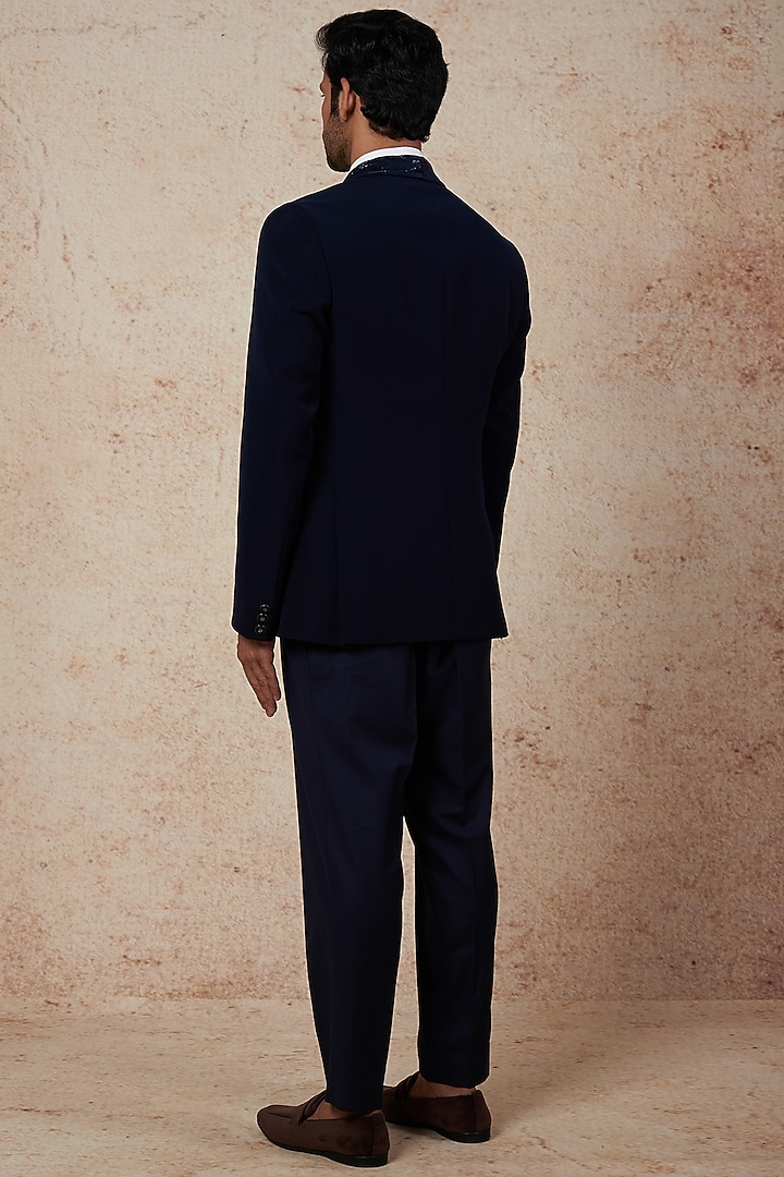 Blue Boomario Tuxedo Set by Nero by Shaifali & Satya at Pernia's Pop Up Shop
