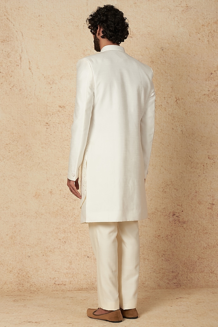 White Silk Indo Western Set by Nero by Shaifali & Satya at Pernia's Pop Up Shop