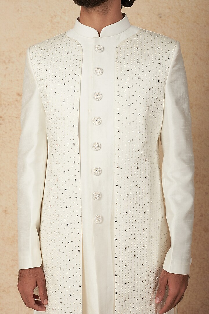 White Silk Indo Western Set by Nero by Shaifali & Satya at Pernia's Pop Up Shop