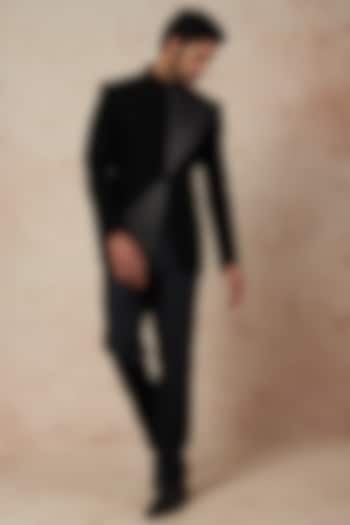 Black Boomario Wedding Bandhgala Set by Nero by Shaifali & Satya at Pernia's Pop Up Shop