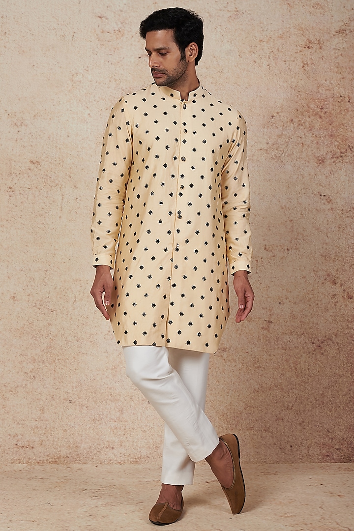 Beige Embroidered Kurta Set by Nero by Shaifali & Satya