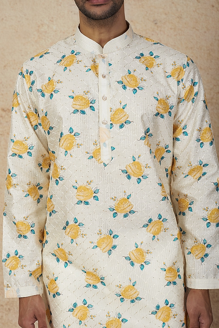 Ivory Printed Kurta Set by Nero By Shaifali & Satya at Pernia's Pop Up Shop