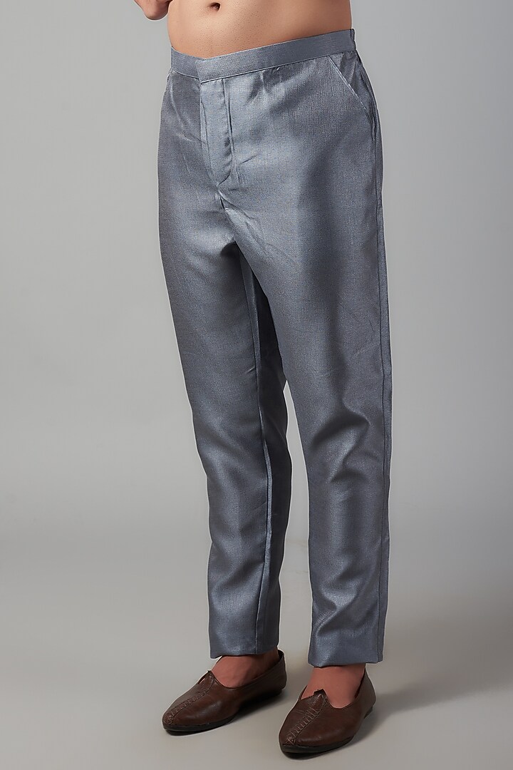 Grey Silk Mirror Embroidered Kurta Set by Nero by Shaifali & Satya at Pernia's Pop Up Shop