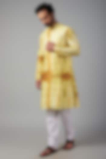 Yellow Silk Tie-Dyed Kurta Set by Nero by Shaifali & Satya