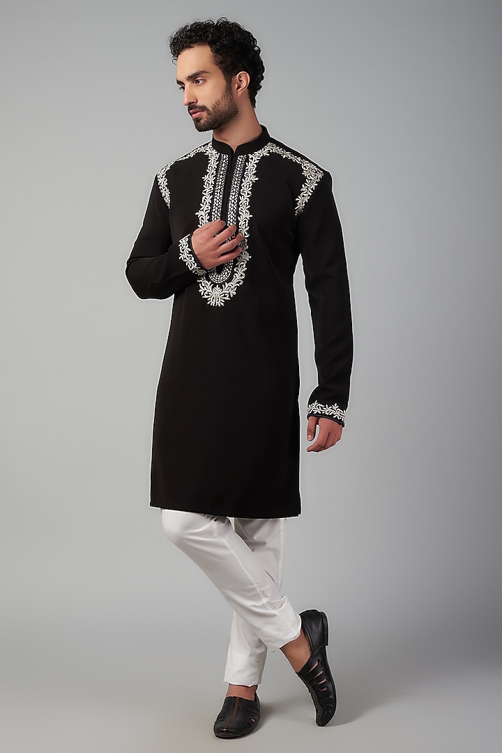 Black Boomario Embroidered Kurta Set by Nero by Shaifali & Satya