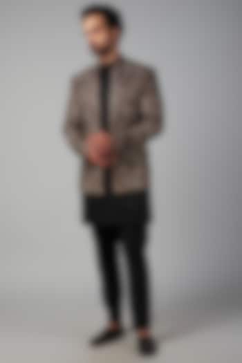 Black Velvet Thread Embroidered Wedding Indowestern Set by Nero by Shaifali & Satya at Pernia's Pop Up Shop