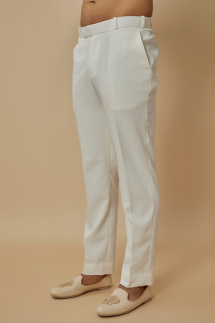 White Silk Thread Work Wedding Indowestern Set by Nero By Shaifali & Satya at Pernia's Pop Up Shop