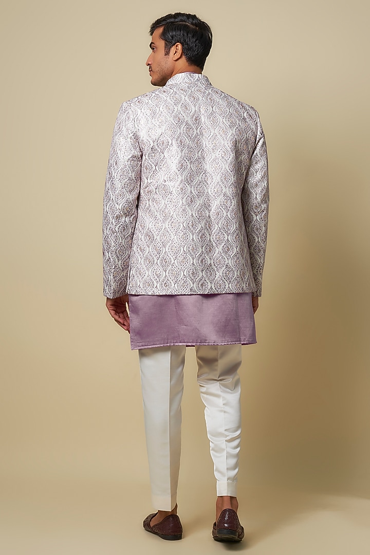 Purple Silk Thread Embroidered Indo-Western Set by Nero by Shaifali & Satya at Pernia's Pop Up Shop