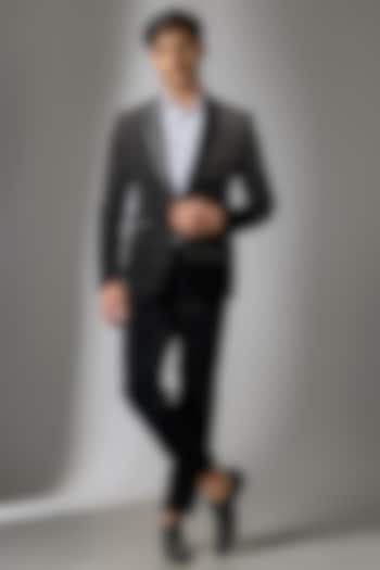 Black Velvet Handwork Tuxedo Set by Nero by Shaifali & Satya at Pernia's Pop Up Shop