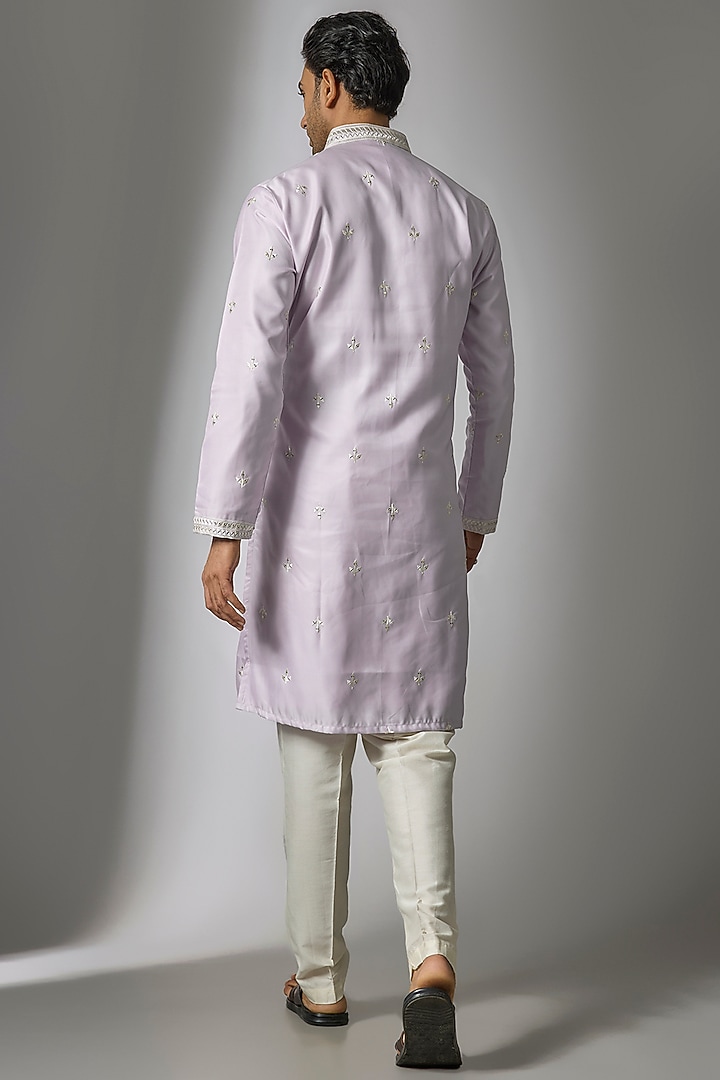 Purple Silk Mirror Work Kurta Set by Nero by Shaifali & Satya at Pernia's Pop Up Shop
