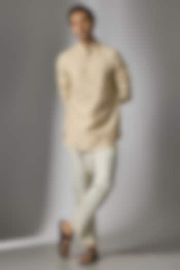 Beige Silk Handwork Kurta Set by Nero by Shaifali & Satya