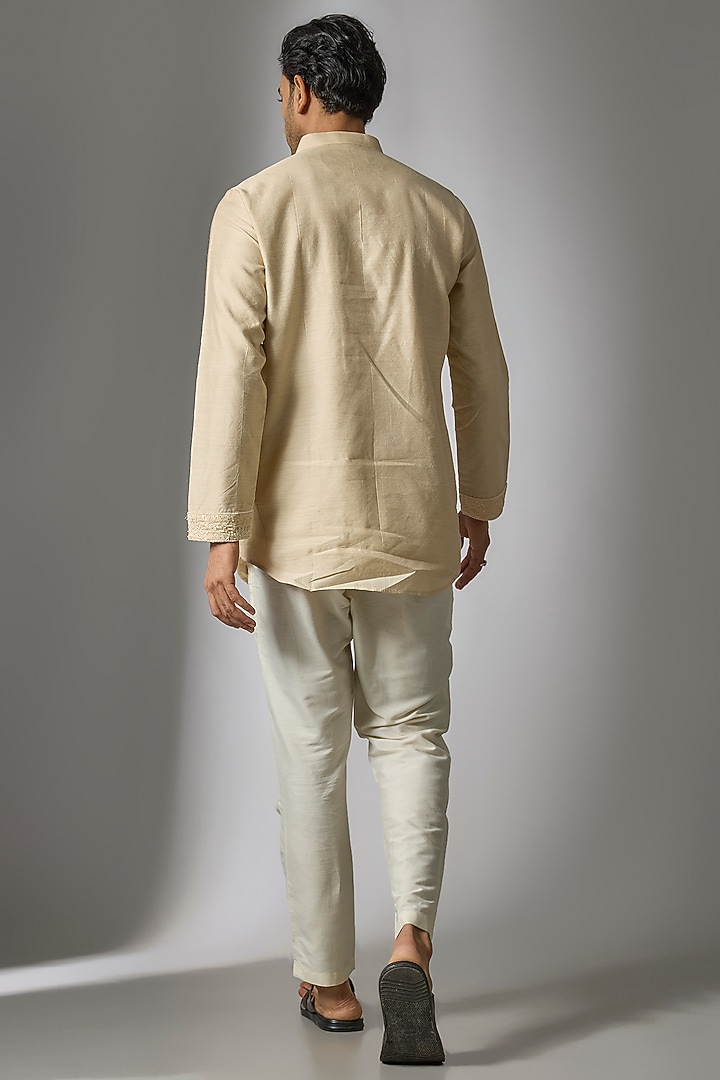 Beige Silk Handwork Kurta Set by Nero by Shaifali & Satya at Pernia's Pop Up Shop