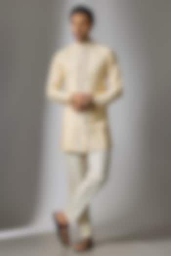 Ivory Silk Handwork Kurta Set by Nero by Shaifali & Satya