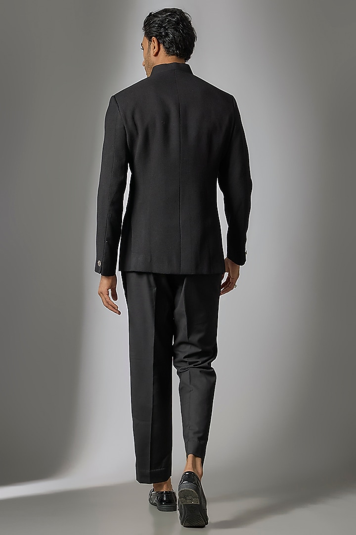 Black Suiting Handwork Jodhpuri Set by Nero by Shaifali & Satya at Pernia's Pop Up Shop