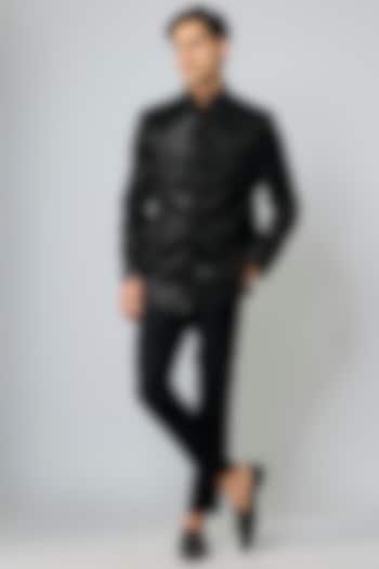 Black Velvet Cutdana Handwork Kurta Set by Nero By Shaifali & Satya at Pernia's Pop Up Shop