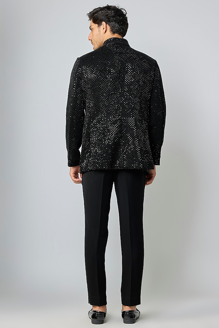 Black Velvet Cutdana Handwork Kurta Set by Nero By Shaifali & Satya at Pernia's Pop Up Shop