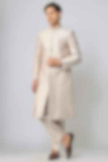 Pink Silk Hand & Machine Embroidered Wedding Indowestern Set by Nero By Shaifali & Satya at Pernia's Pop Up Shop