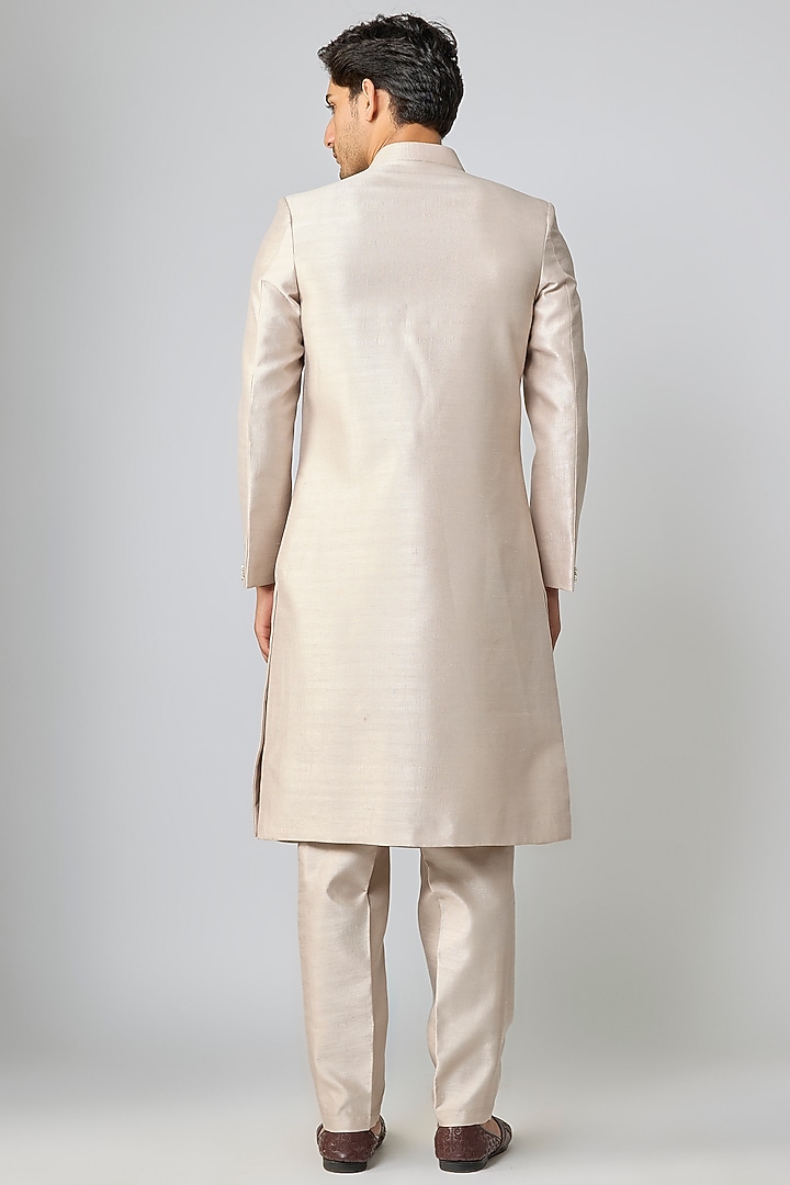 Pink Silk Hand & Machine Embroidered Wedding Indowestern Set by Nero By Shaifali & Satya at Pernia's Pop Up Shop