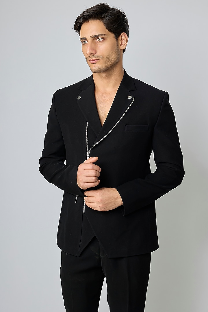 Black Boomario Jacket by Nero By Shaifali & Satya at Pernia's Pop Up Shop
