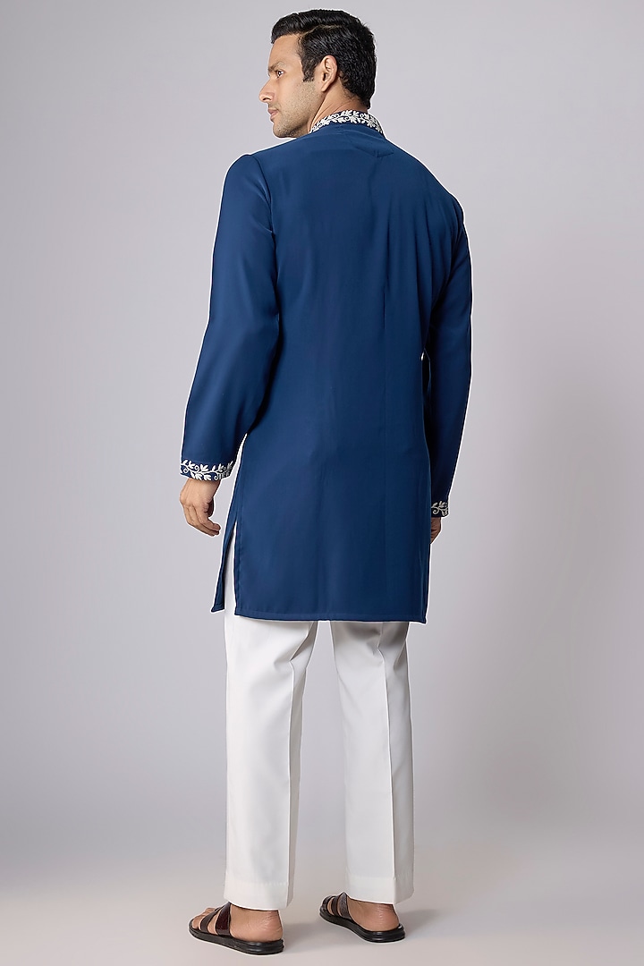 Blue Boomario Fabric Dori Embroidered Kurta Set by Nero By Shaifali & Satya at Pernia's Pop Up Shop