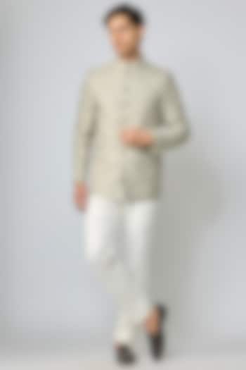 Green Silk Cutdana Embroidered Jodhpuri Set by Nero By Shaifali & Satya at Pernia's Pop Up Shop