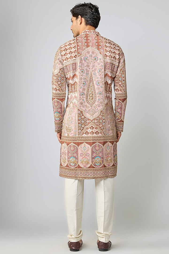 Multi-Colored Silk Machine Embroidered Kurta Set by Nero By Shaifali & Satya at Pernia's Pop Up Shop