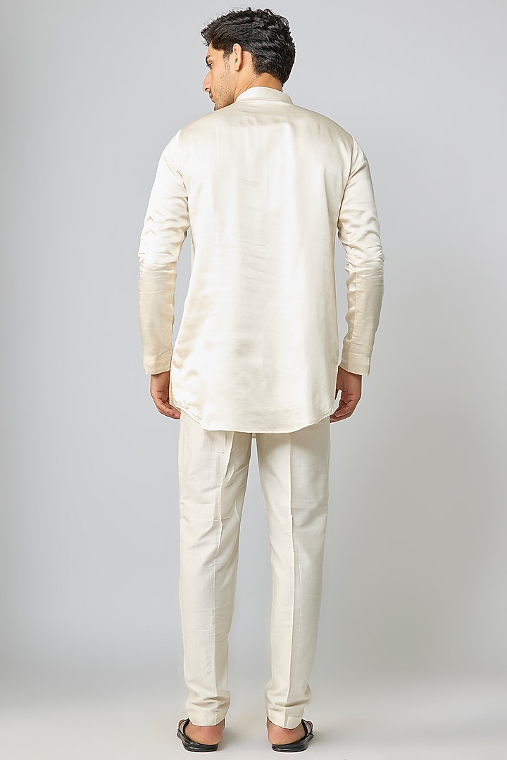 Ivory Silk Cutdana Embroidered Kurta Set by Nero By Shaifali & Satya at Pernia's Pop Up Shop