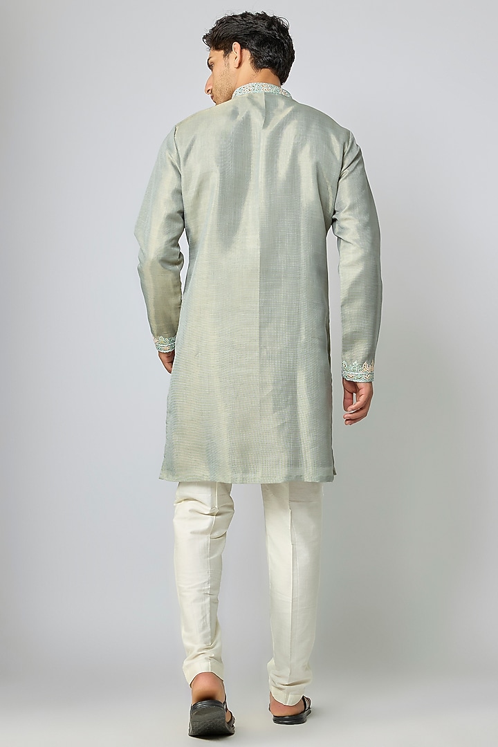 Green Tissue silk Gota Patti Handwork Kurta Set by Nero By Shaifali & Satya at Pernia's Pop Up Shop