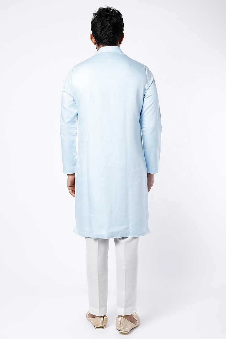 Sky Blue Asymmetrical Kurta Set by Nero by Shaifali & Satya at Pernia's Pop Up Shop