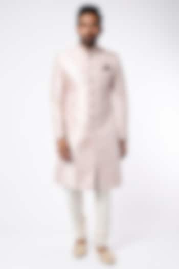 Blush Pink Hand Embroidered Indo Western Wedding Sherwani Set by Nero by Shaifali & Satya at Pernia's Pop Up Shop