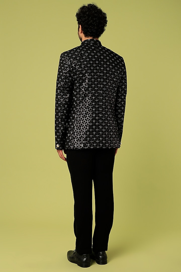 Black Embroidered Jodhpuri Set by Nero by Shaifali & Satya at Pernia's Pop Up Shop