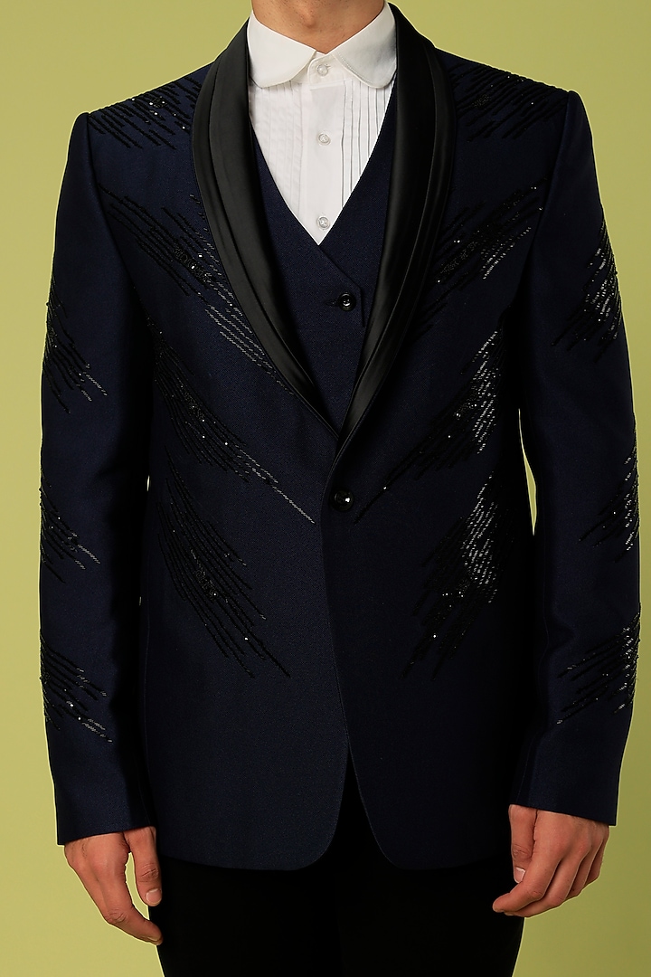 Black Suiting Tuxedo Set by Nero by Shaifali & Satya at Pernia's Pop Up Shop