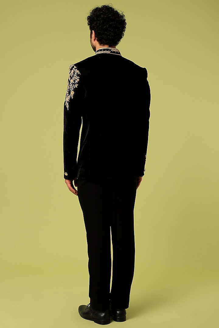 Black Velvet Jodhpuri Set by Nero by Shaifali & Satya at Pernia's Pop Up Shop