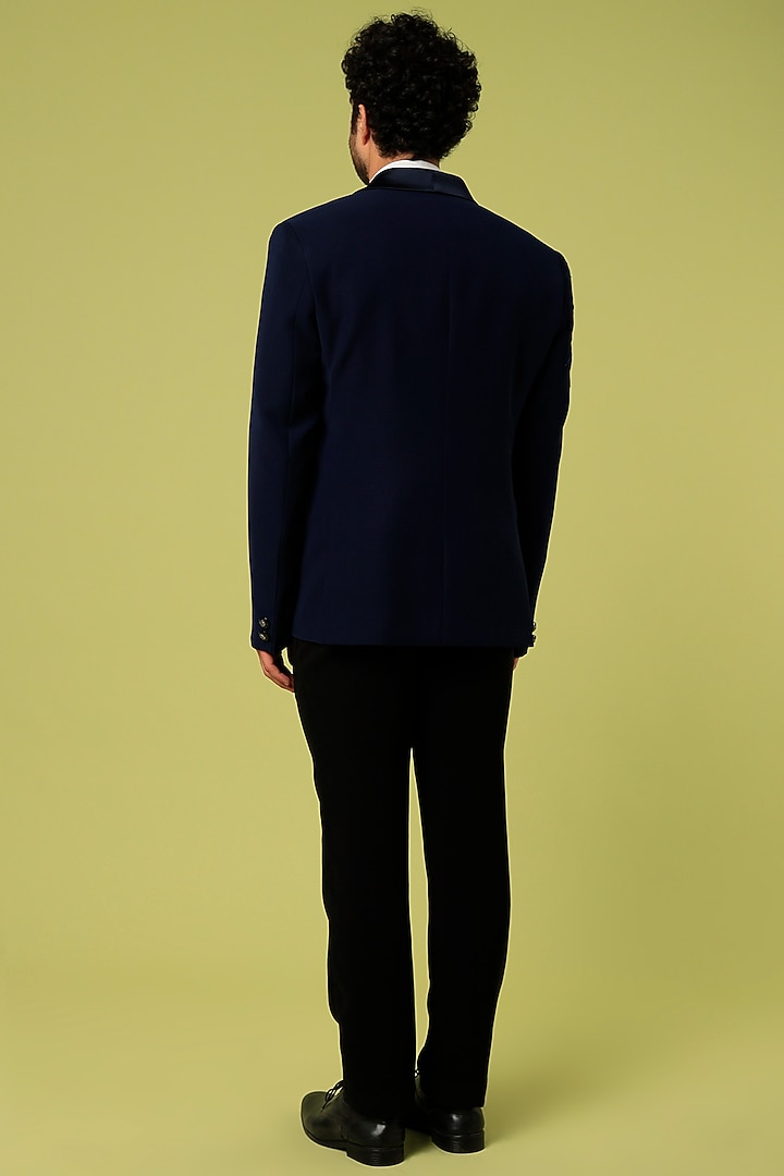 Navy Blue Suiting Tuxedo Set by Nero by Shaifali & Satya at Pernia's Pop Up Shop